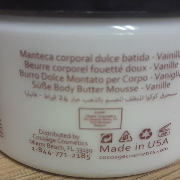 COCOAGE 24K GOLD SWEET WHIPPED BODY BUTTER-VANILLA-8.8 fl oz / 250 ml-NEW-SEALED - Picture 3 of 8